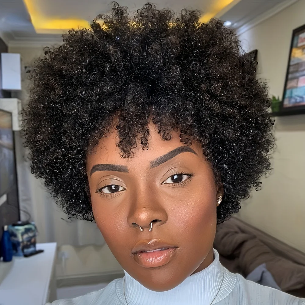 Human hair wigs Short Curly hair wigs Pixie cut Remy Human hair wigs Women Afro Kinky Curly wig Full Machine made wig