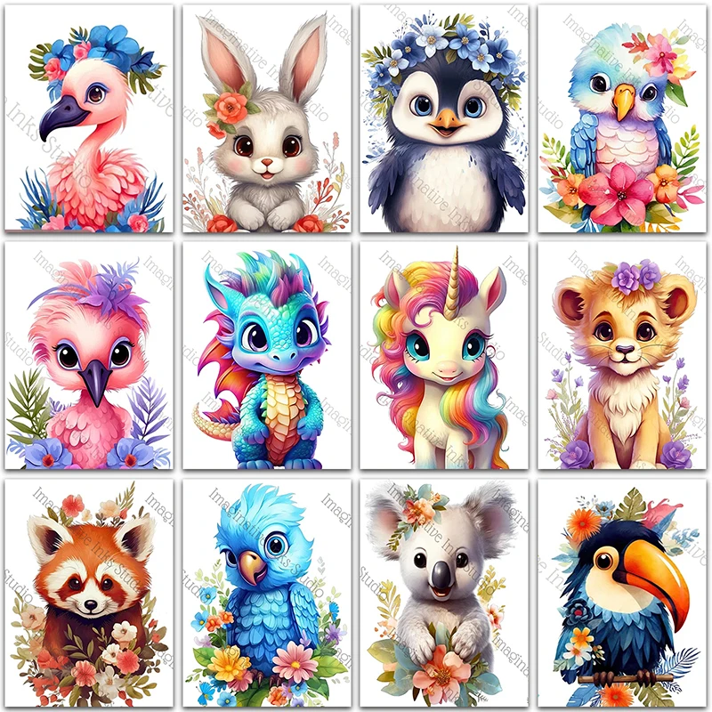 

5D DIY Diamond Painting Cute animals flamingo unicorn raccoon home decoration Full Square&Round mosaic embroidery Cross stitch