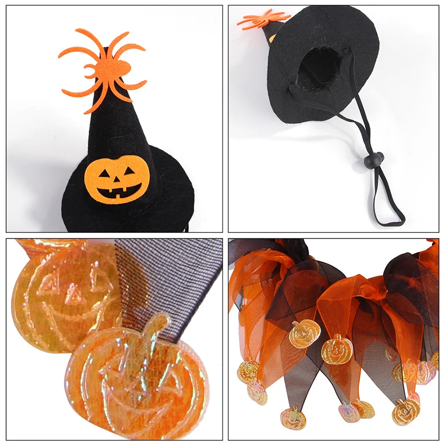 1pcs Halloween hat scarf set, skull pattern, cat cape hat set, accessories