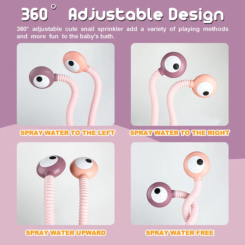 Children Bathroom Electric Double-nozzle Bath Toys Water Game Snail Shower Cartoon Baby Shower Spray Water Toddler Toys 2