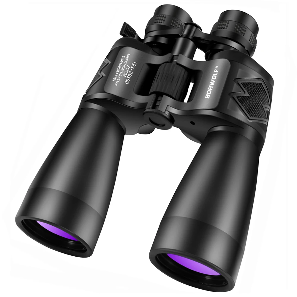 Borwolf 12-36X60 Binoculars BAK4 Prism FMC Optical Lens High Power Hunting Birdwatching Light night vision telescope 5