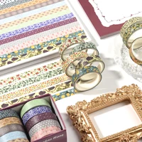 10 Rolls Flower Washi tapes set School supplies Cute stickers Masking tape Aesthetic stationery Scrapbooking journal decoration 3