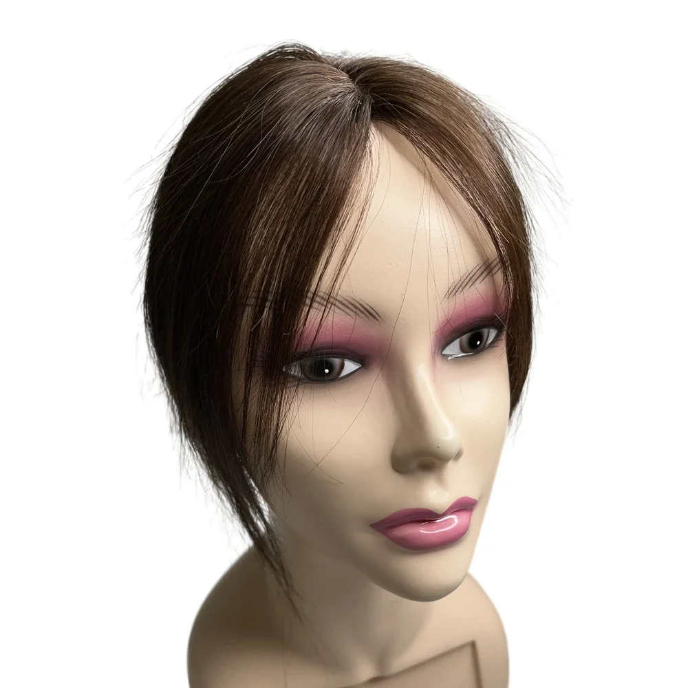 Handmade Swiss Lace Human Hair Toppers Clip on Bangs Fringe Hairpieces Natural Hair Extension For Women Remy human hair toppers