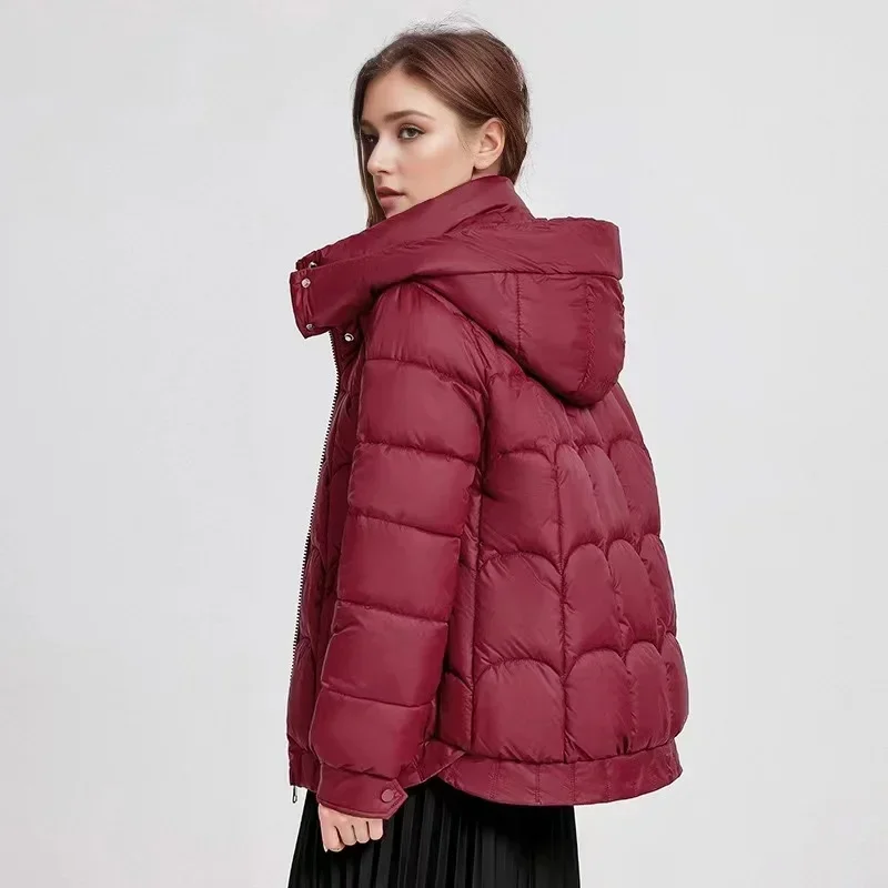 Winter Women's Jacket Pure Color Parkas Hooded Stand Collar Warm Down Cotton Jacket Female Short Puffer Zipper Coats