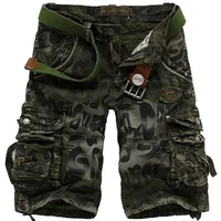 Summer Men's Casual Shorts Fashion Camouflage Multi-pocket Zipper Loose Military Combat Work Shorts Breathable Five Pants 1