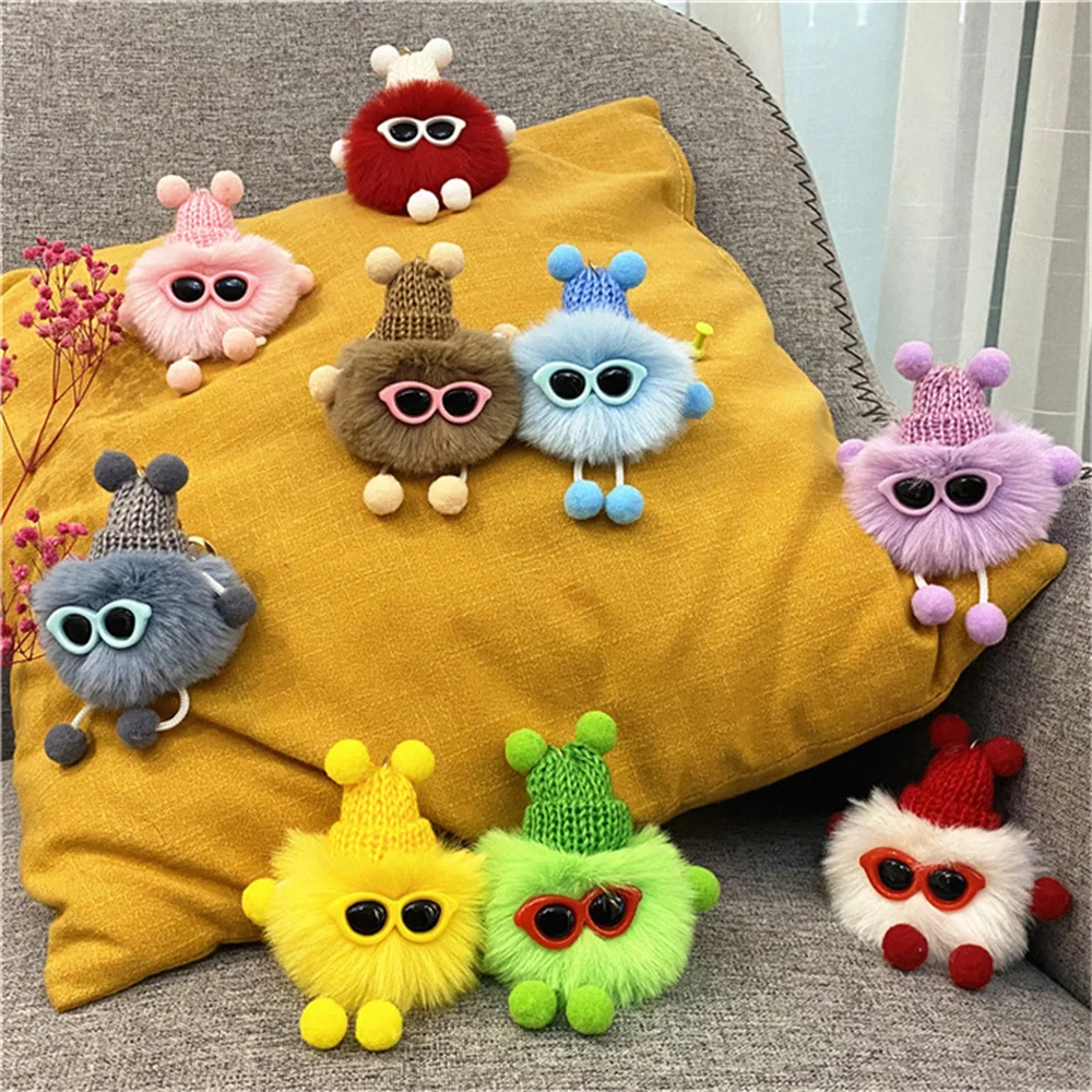 Cute Mini Briquettes Plush Keychain Creative Multicolor Cartoon