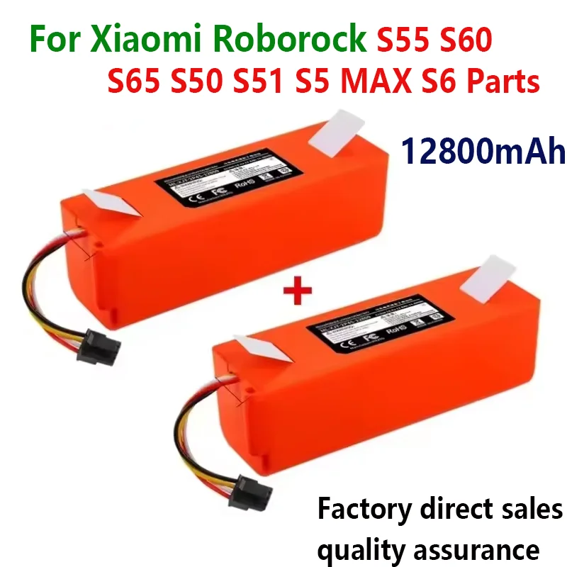 NEW 12800mAh Replacement Battery For Roborock S6 S7 MaxV Q5 Q7 MAX Robot Vacuum Cleaner Accessories Parts Original 14.4V