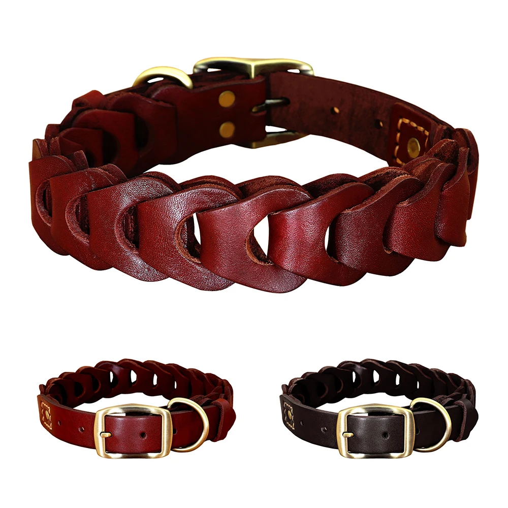 CowLeatherDogCollarGenuineLeatherBigDogCollarsLabradorPet