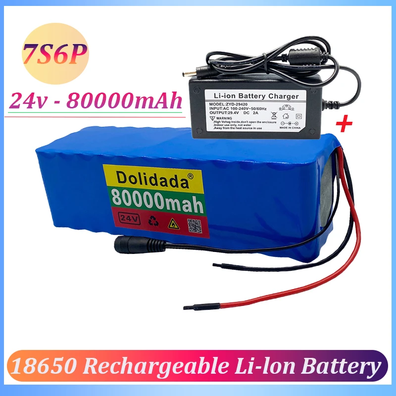 7S6P 24v 80000mAh 18650 750W High Power Rechargeable Li ion Backup Battery  Built in BMS for Electric Bike + 29.4v 2A Charger| | - AliExpress