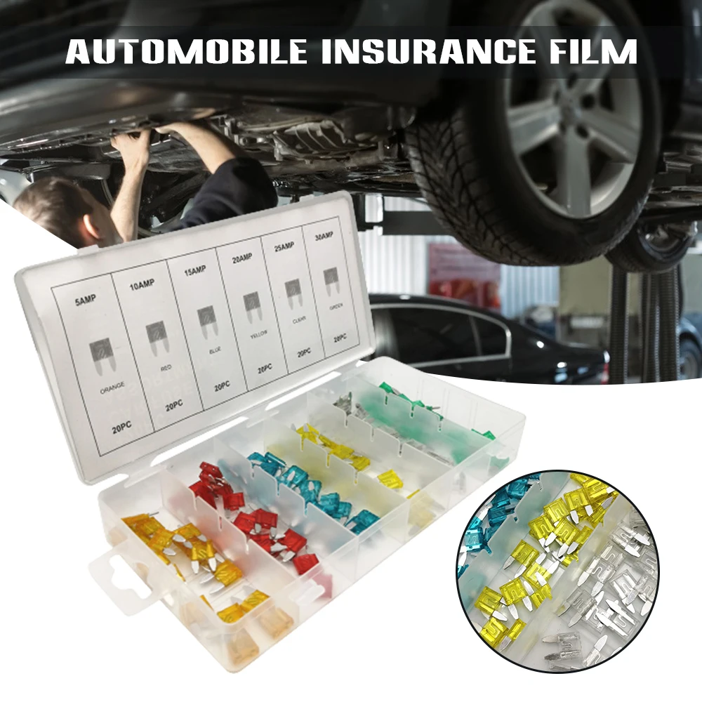 120PC Car Fuses Assortment Kit Blade Type Automotive Aluminum