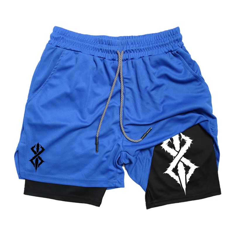 Men 2 in 1 Athletic Gym Workout Running Summer Shorts for Performance Print with Phone Pocket Quick Dry Breathable