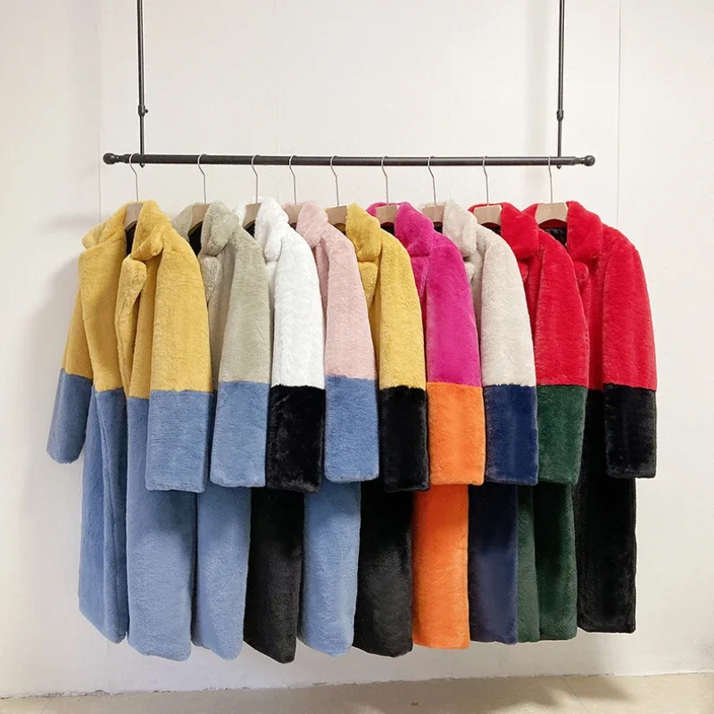 Women Long Lapel Faux Fur Jacket Plush Winter Coats Fluffy Luxury Artificial Fur Jacket Teddy Female Fake Natural Fur Coat Women