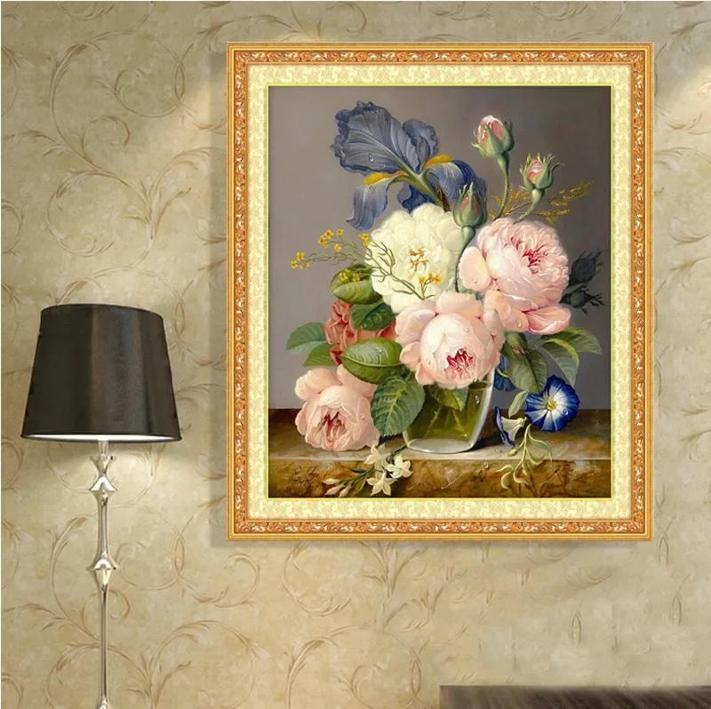 DIY Precision printing Peony flower vase Cross stitch oil Painting For Embroidery kits Cross-Stitching cross stitch kit