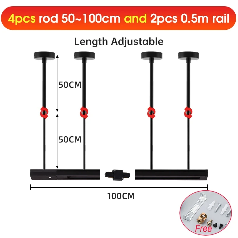 4pcs 50-100cm rod