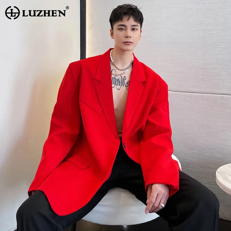 

LUZHEN Niche Design Loose Solid Color Casual Blazer Coat Men's Korean Handsome Fashion Spring 2024 Versatile Jackets Tops 3e6a1f