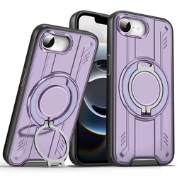 ELVEV Magnetic Shockproof Phone Case with Rotating Ring Bracket - iPhone 17 e (Purple)