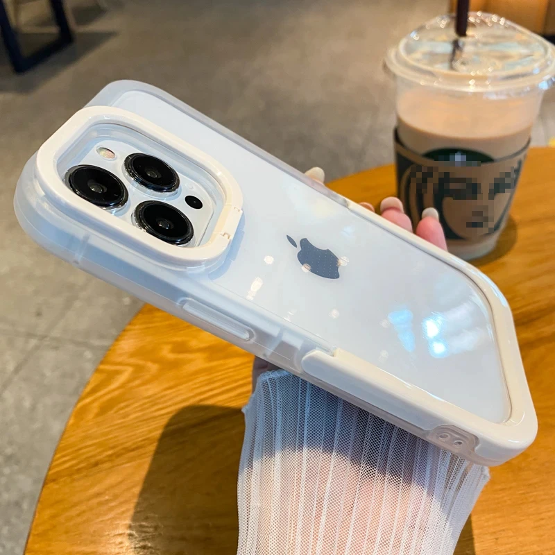 thumbnail image 1 of Transparent Anti-crash Anti-Drop Dual Stand Phone Case iPhone 15 13 12 11 14 Pro Max 13Pro XR XS Max X X XS Shockproof Camera Ca, 1 of 5