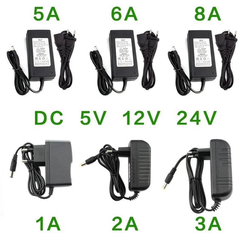 Power Adapter AC Power Supply Adapter DC 5V 12V 24V 1A 2A 3A 5A 6A 8A Universal Charger DC 5v 12v 24V Lighting Transformers AC 220V to 12 24 V