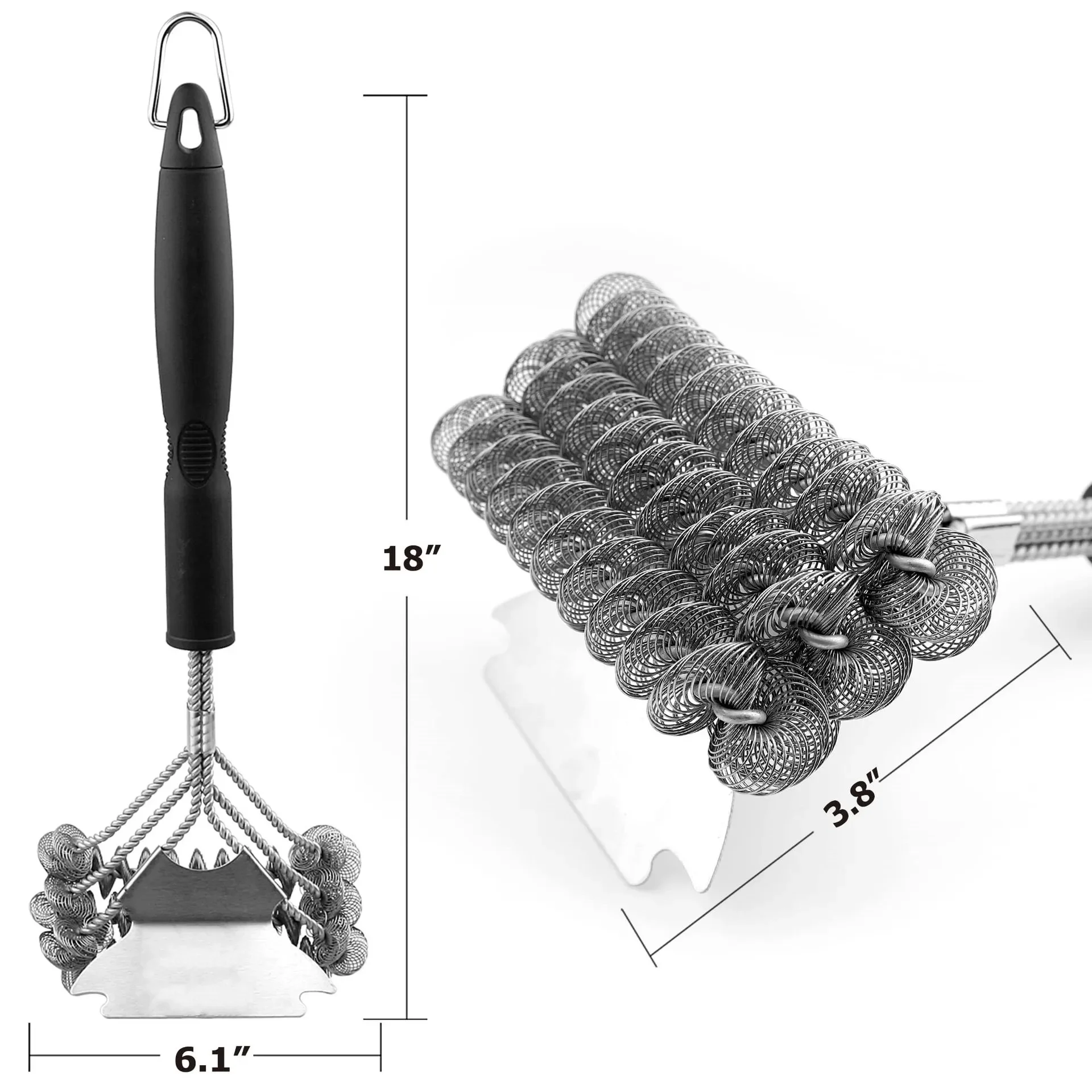 Safe Grill Brush-Bristle Free BBQ Grill Brush-Rust Resistant Stainless Steel Barbecue Cleaner Great Grilling Accessories
