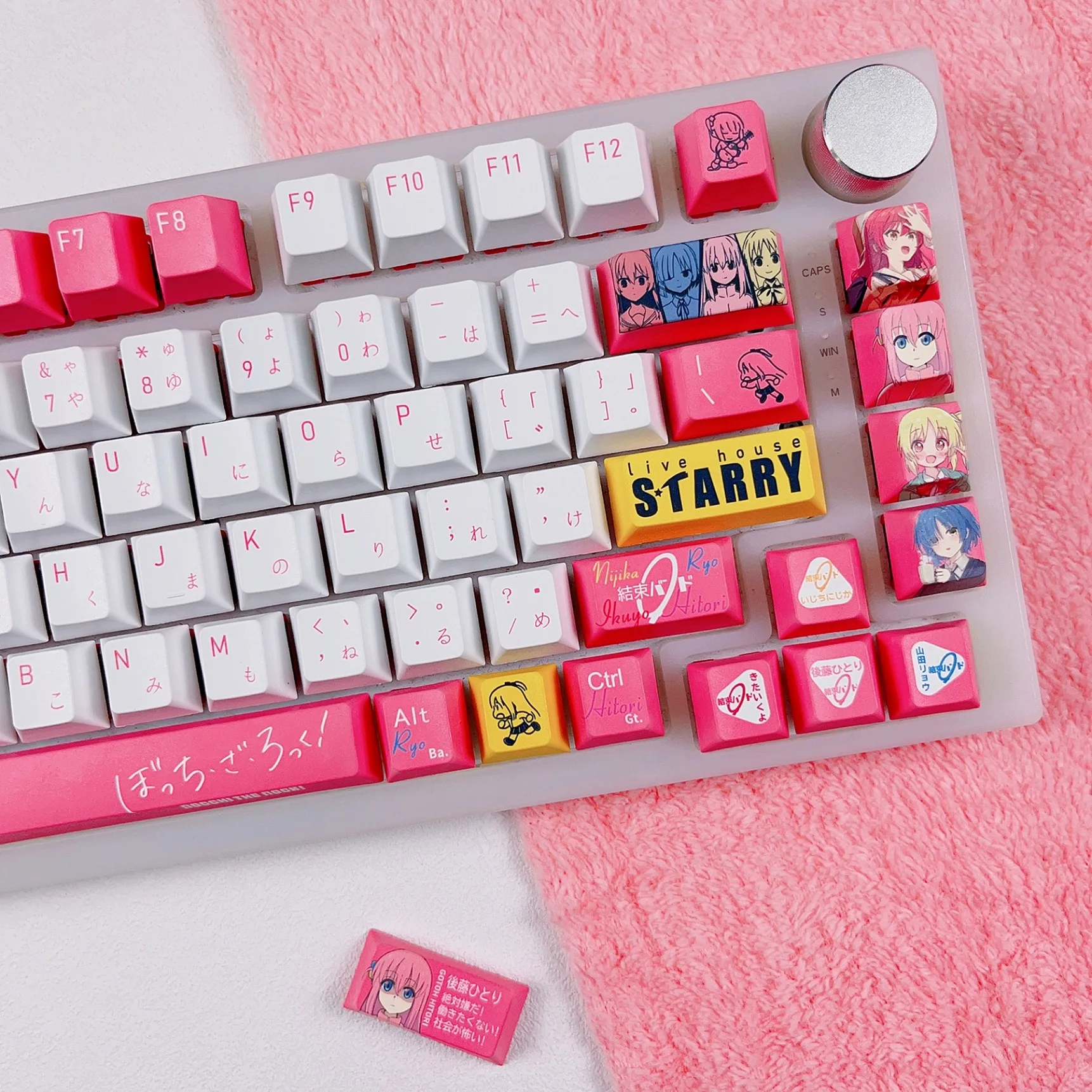 Cartoon Gaming Key Caps para Layout Ansi Pbt Dye-subbed Keycaps Anime Keycaps Hunchi The Rock 138 Chaves Anime Rosa - Imagem 5