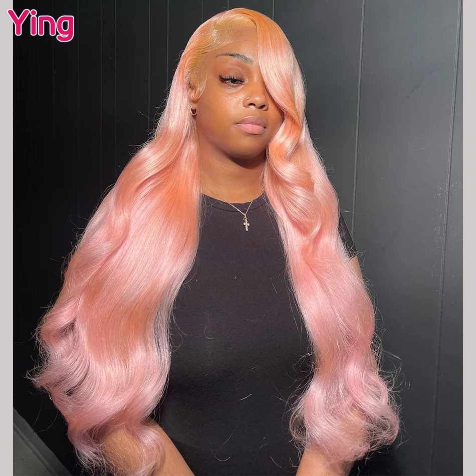 

Body Wave Orange Pink Color 13x6 Lace Frontal Wig Ying 13x4 Lace Front Human Hair Wigs Pre Plucked Brazilian Remy 613 Blonde Wig