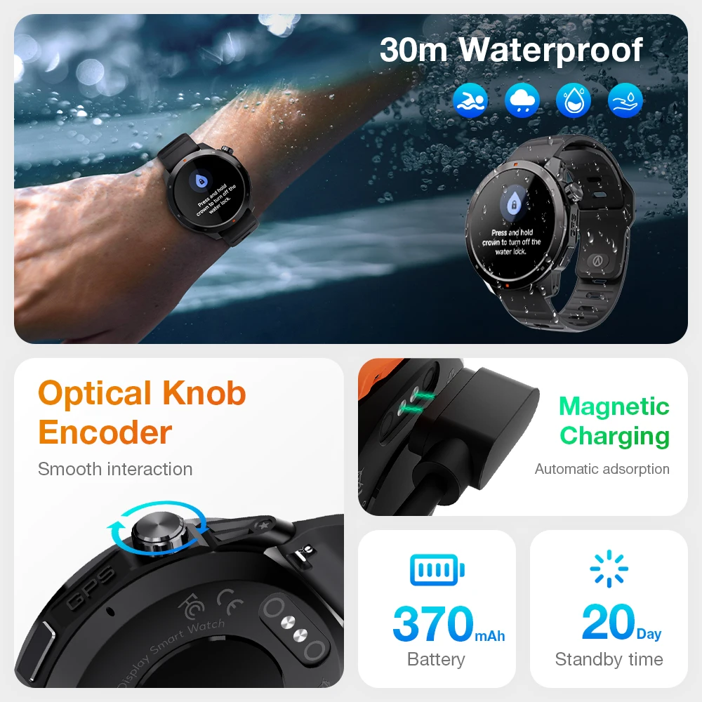 KHwatch Navi R3 Smart Watch Men GPS Map Running Pace