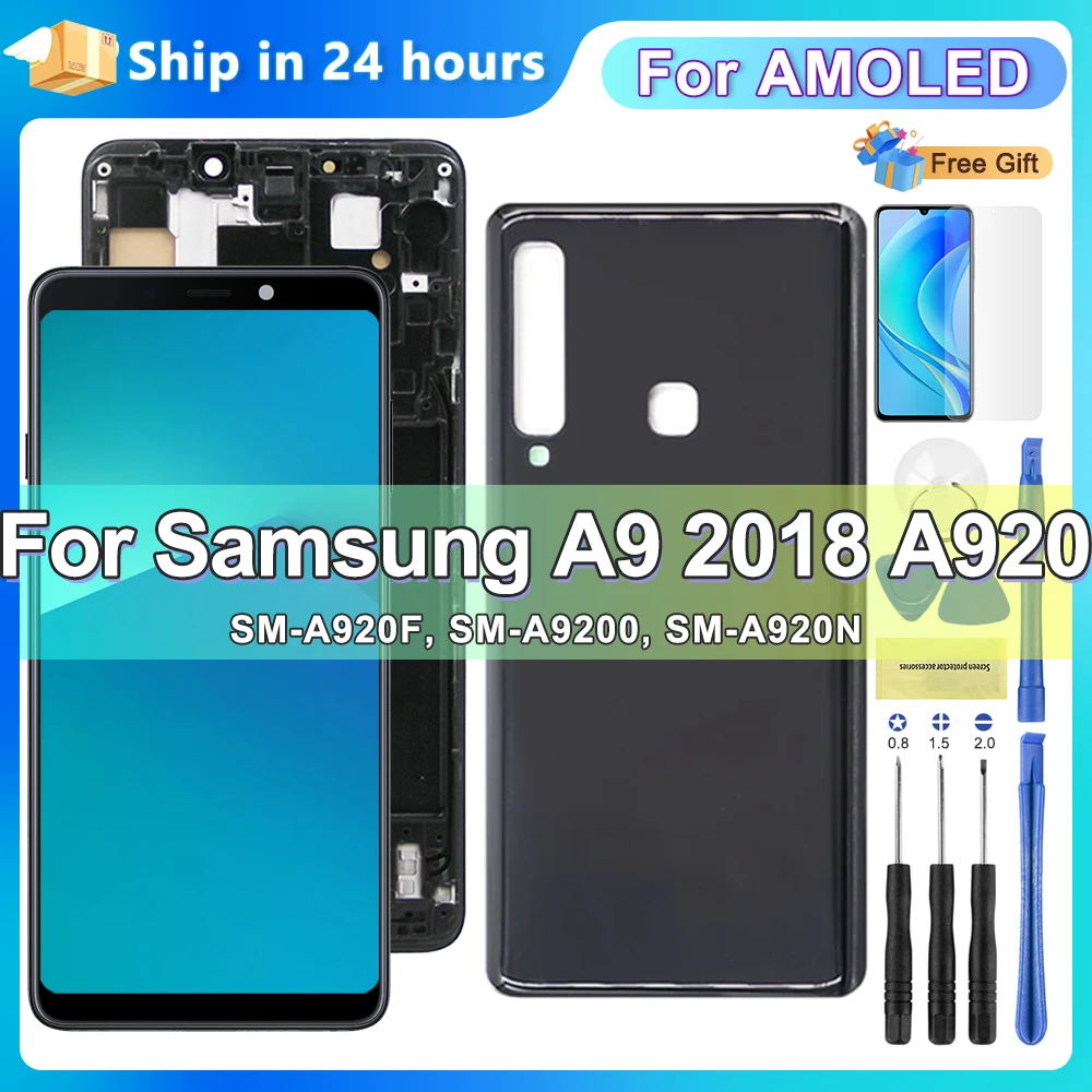 

Дисплей OLED для Samsung Galaxy A9 2018 A920 A920F, ЖК-дисплей с сенсорным экраном и дигитайзером в сборе для Samsung A9 Star Pro, экран