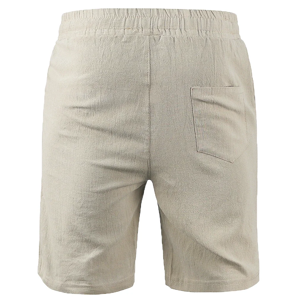 Men's Cotton Linen Short Pants Lightweight Hawaiian Summer Shorts Men Breathable Solid Color Casual Short Trousers 5