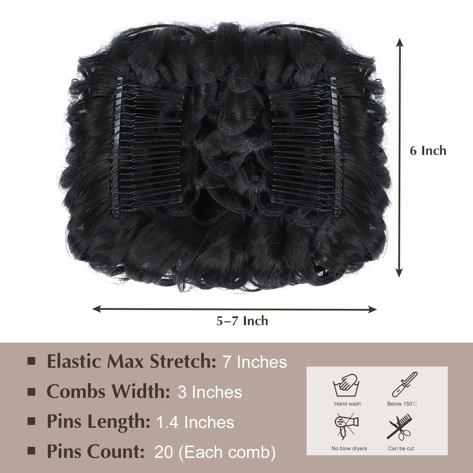 Synthetic Messy Bun With Combs Scrunchie Chignon Hairpiece Curly Dish Hair Bun Extension Combs in Hair Piece for Women Girls