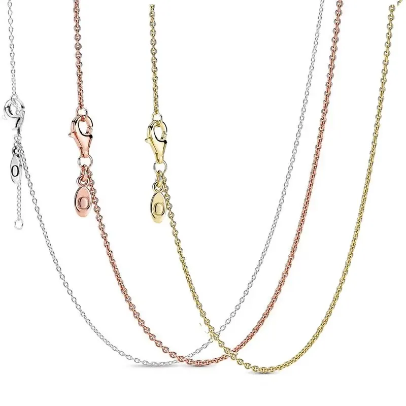 925 sterling silver new women jewelry rose gold necklace can be designed with original charm pendant necklace DlY jewelry gift