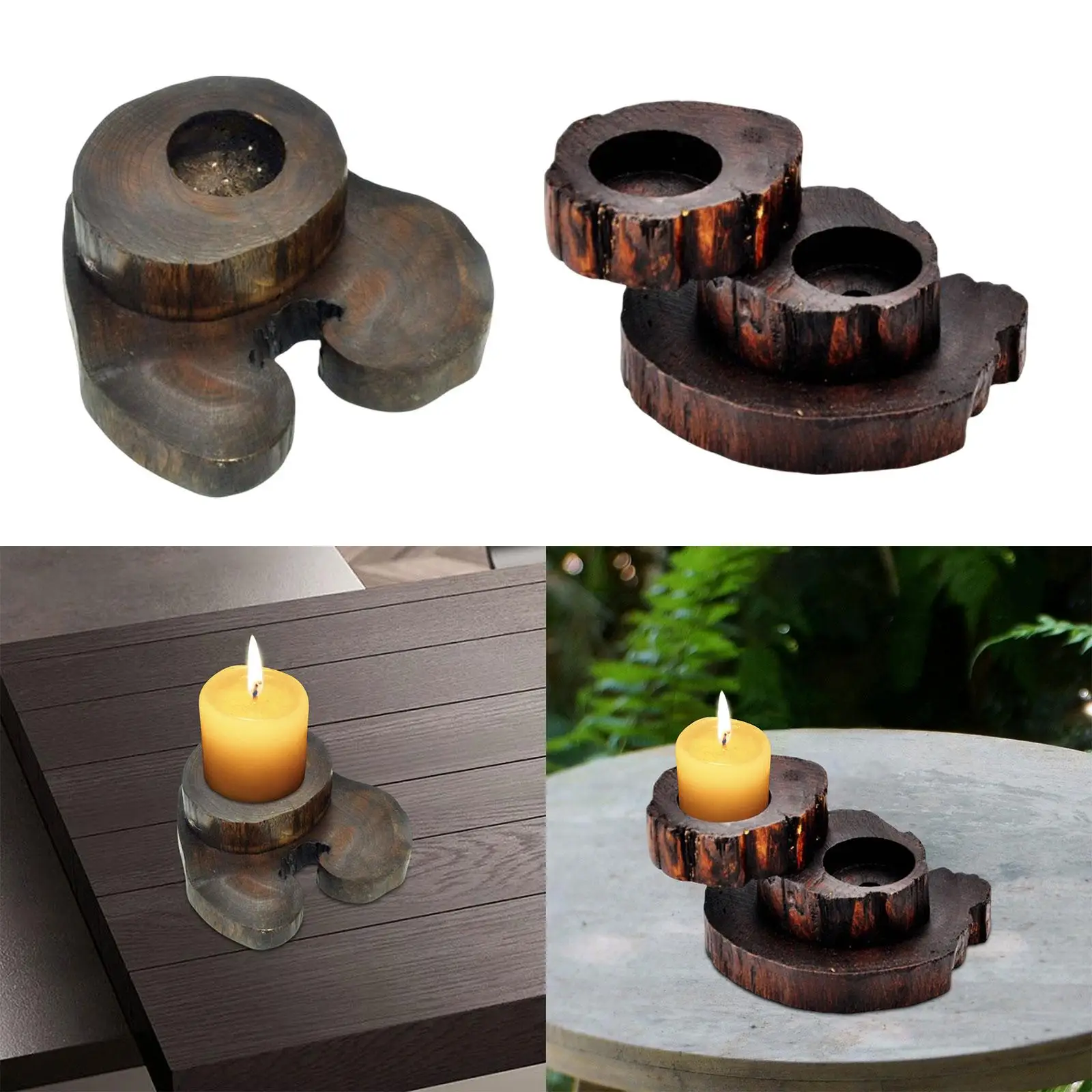 Wooden Candle Holder Japanese Photo Props Candelabra Sushi Dish Wood Sushi Serving Tray for Living Room Holiday Hotel Farmhouse
