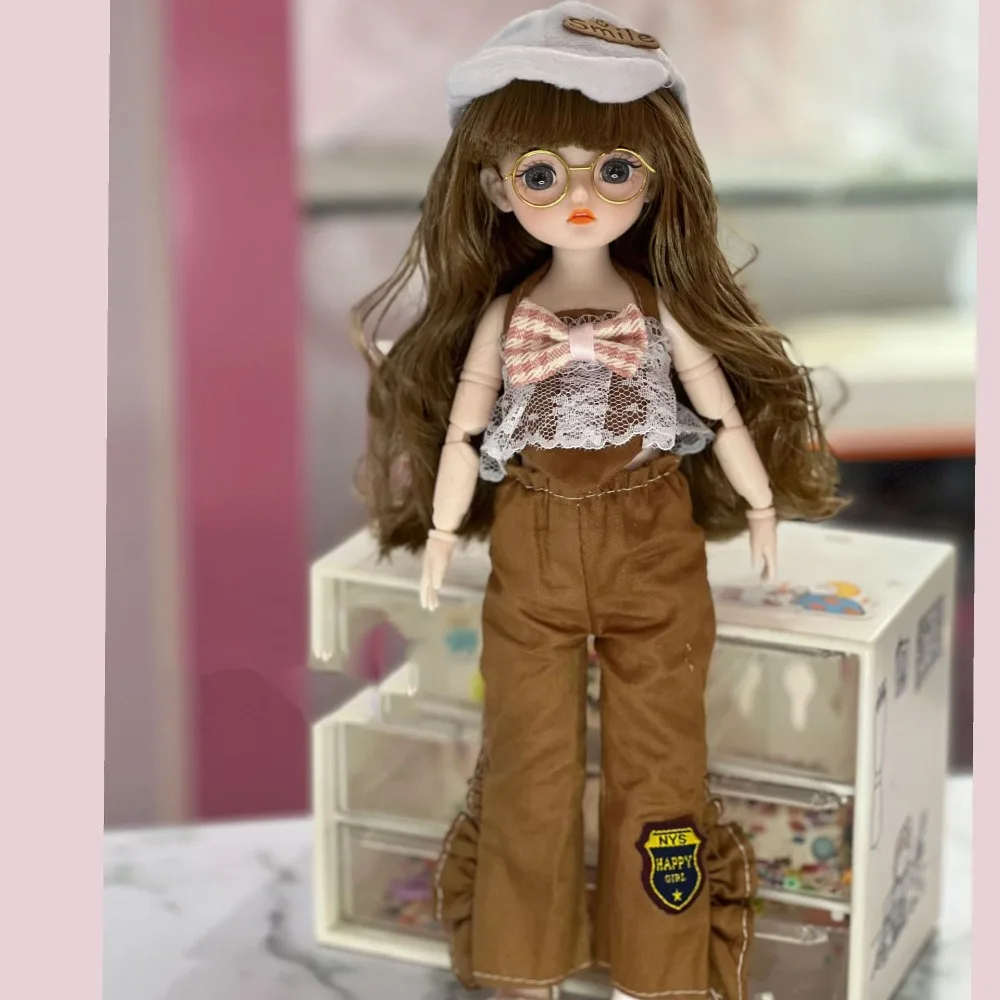 【Get the Perfect Fit】 Movable Big Eyes Princess BJD Doll Korean Makeup Look Thick Hair 30cm Bjd Doll Plastic Sweet 1/6 BJD Doll Mini Girl Toy.