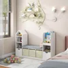 Kids Bookcase and Bookshelf with Reading Nook, Multifunctional Bookcase with 7 Storage Cubbies 2 Movable Drawers 6