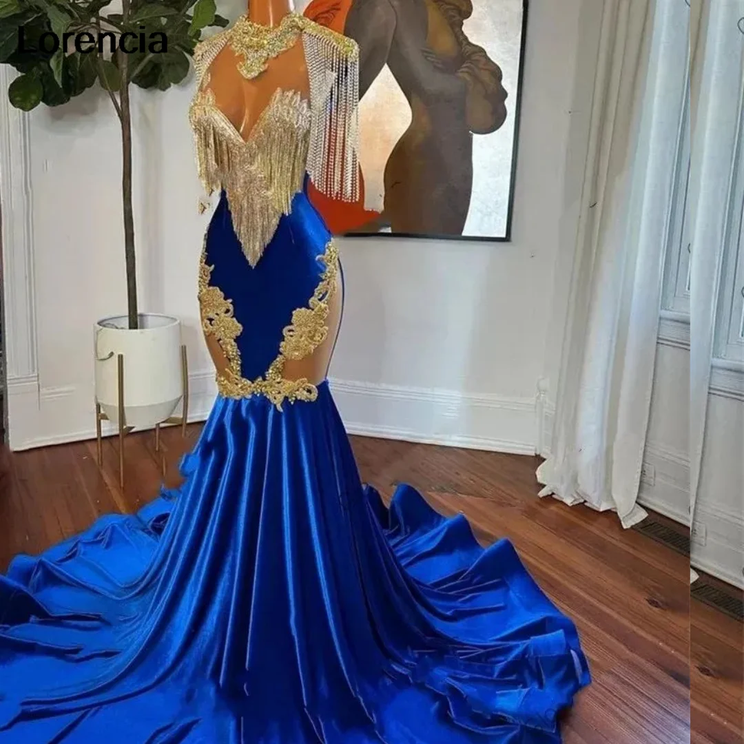 green emerald velvet dress Zapaka Women Royal Blue Long Prom Dress with Slit Mermaid Beaded Strapless Satin Evening Party Dress with Mirror, Royal Blue / US20W