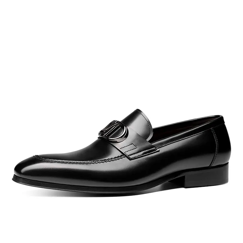 Spring low-help lazy cowhide one foot in leather shoes style man foot loafers easy to drive to wear mens leather dress shoes