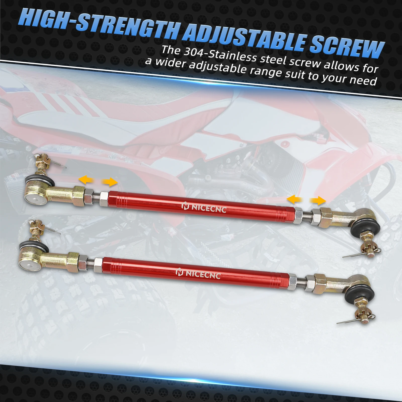 

For Honda ATV Tie Rod Ends Kits TRX450R TRX450ER 2006-2009 6061-T6 Aluminum Alloy Replaces OEM 53521-HP1-600 ATV Parts