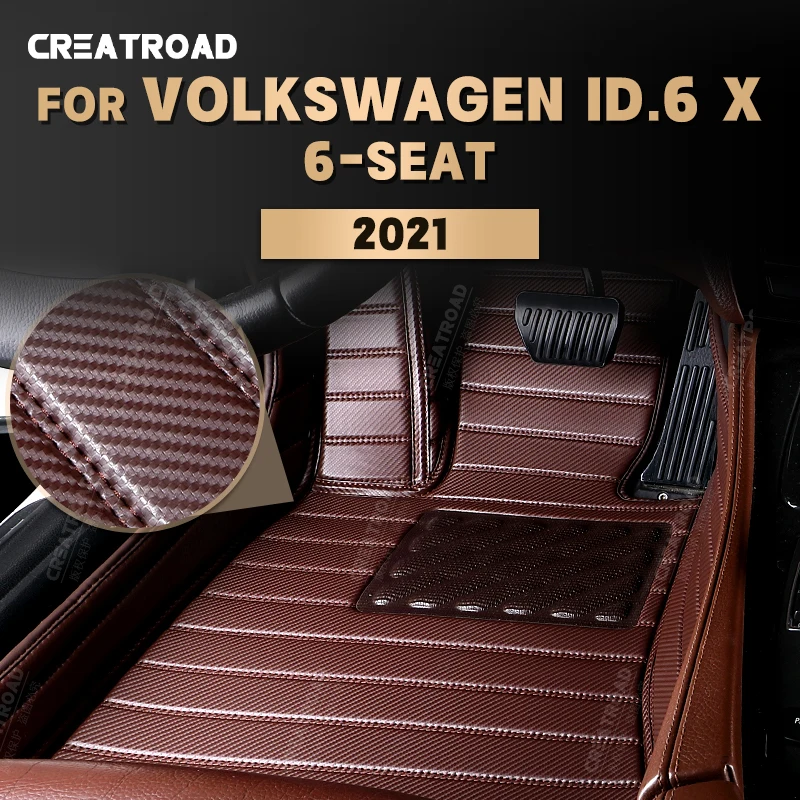 

Напольные коврики из углеродного волокна на заказ для VW Volkswagen ID.6 X 6-Seat 2021 футов, покрытие коврика, автомобильные аксессуары для интерьера