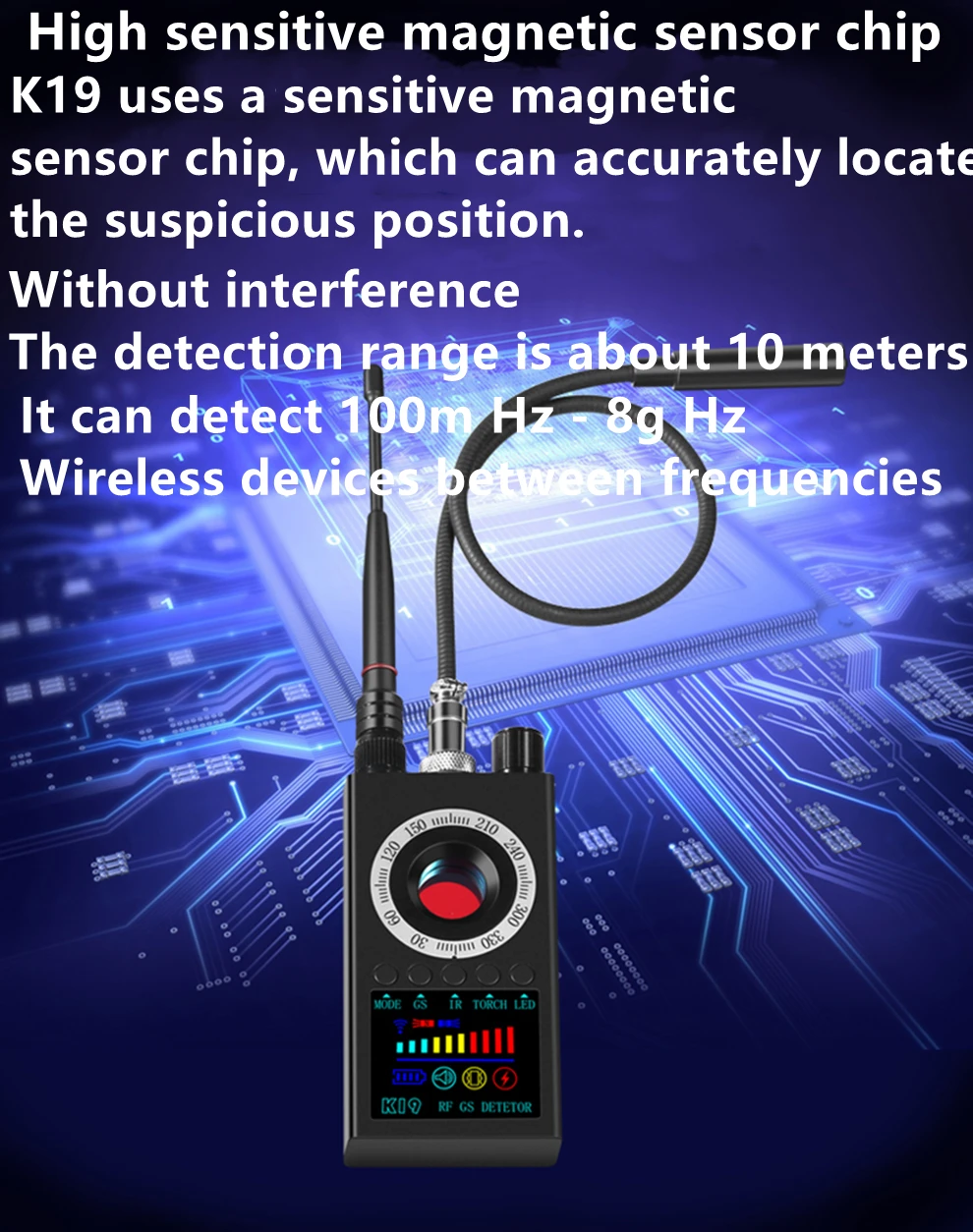K19 Anti Theft Detector Anti Wiretapping Mini GPS Camera Finder Hotel Candid Camera Bug Scanner Security