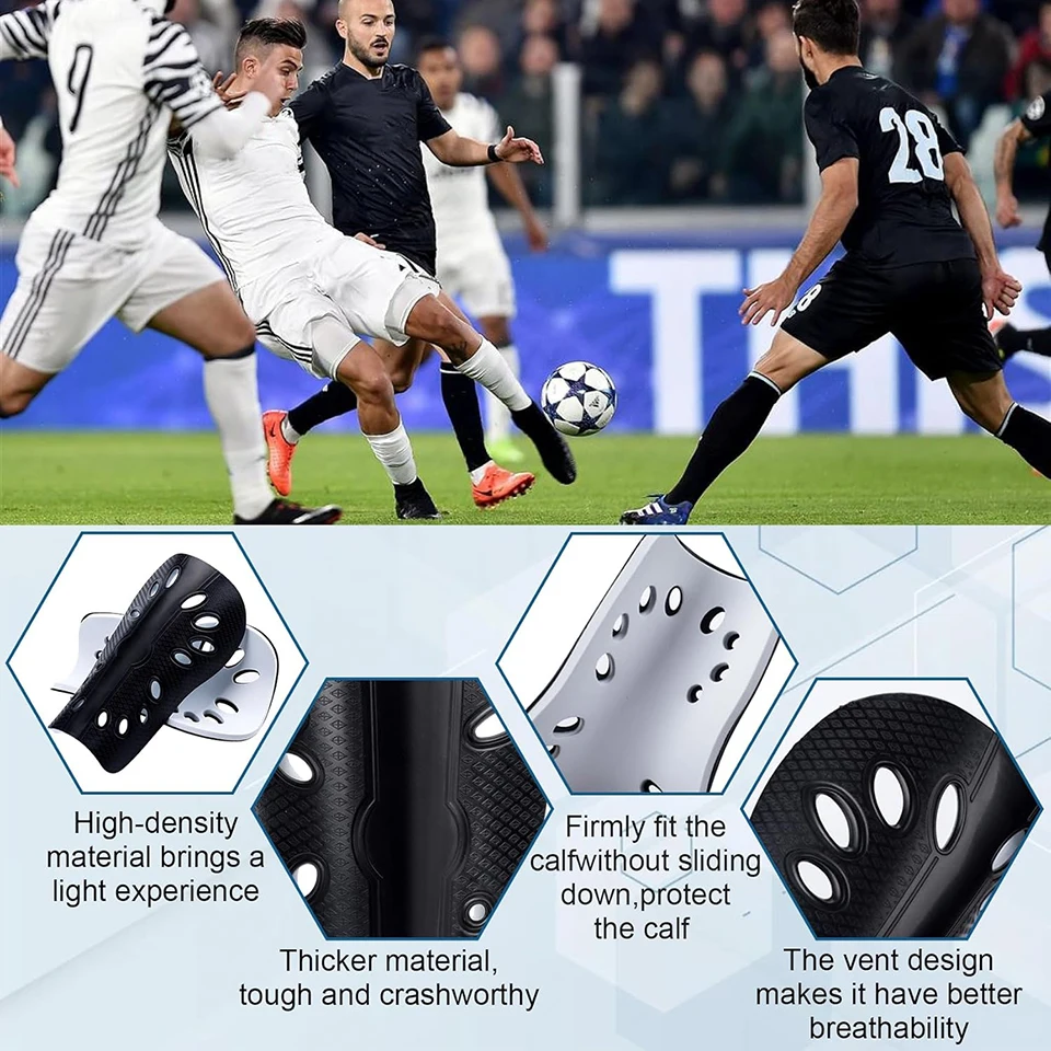 Loogdeel Football Shields Soccer Shin Guards Kits for Children Man 1 Pair Protective Gear Breathable Plastic Safety Shin Pads