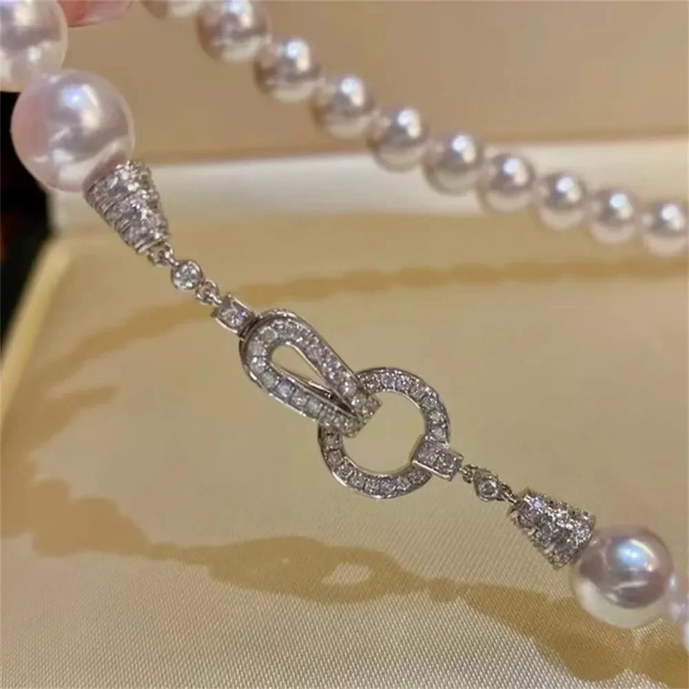 

Жемчужные гаджеты DIY S925 Стерлинговое Серебро однобортная модная цепочка для свитера ожерелье ручной работы бисерная Пряжка K250