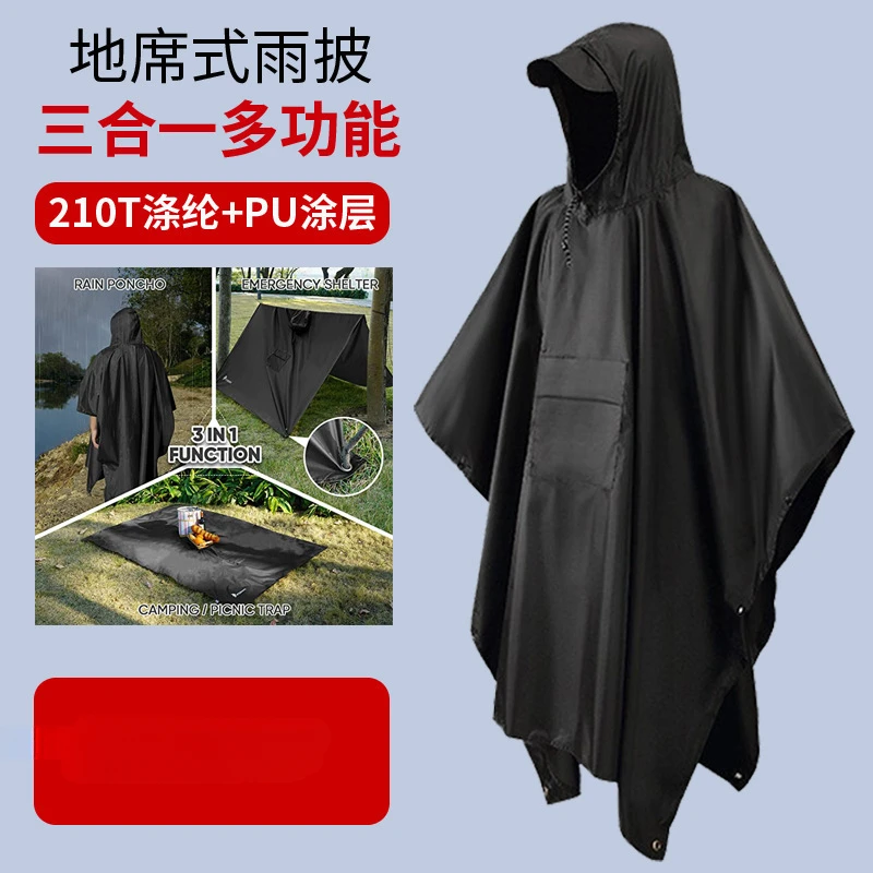 3 in 1 Outdoor Military Raincoat Hooded Sleeve Waterproof Rain Poncho Motorcycle Rain Cover Camping Hiking Travel motorcycle raincoat waterproof raincoat