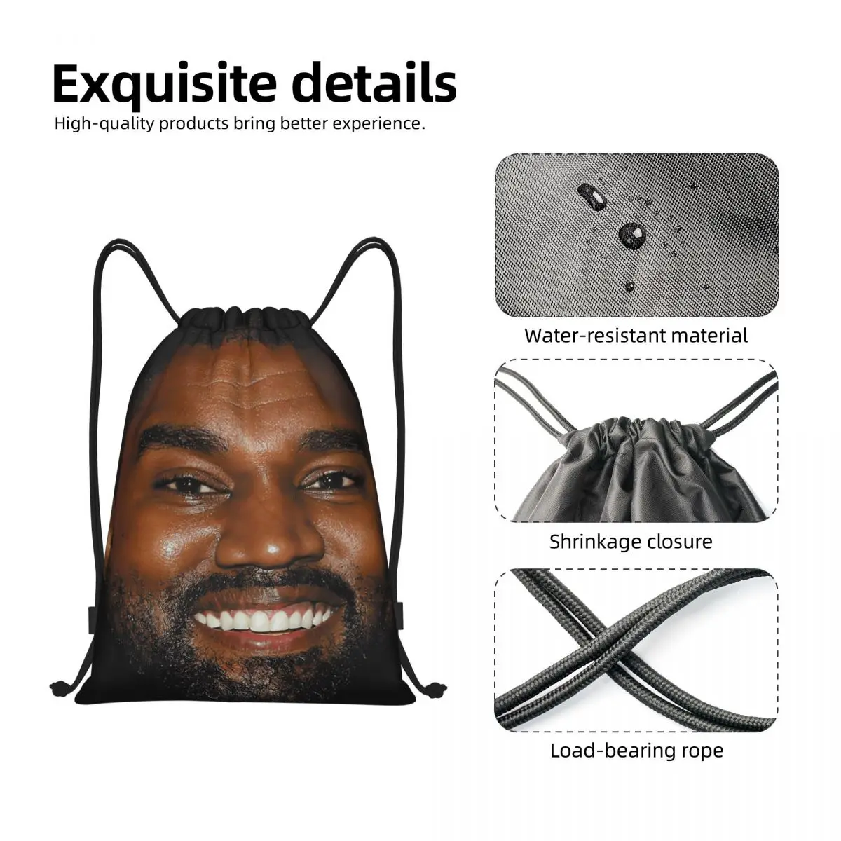 Custom Funny Kanye West Meme Drawstring Backpack Women Men Sport Gym Sackpack Foldable Shopping Bag Sack 3