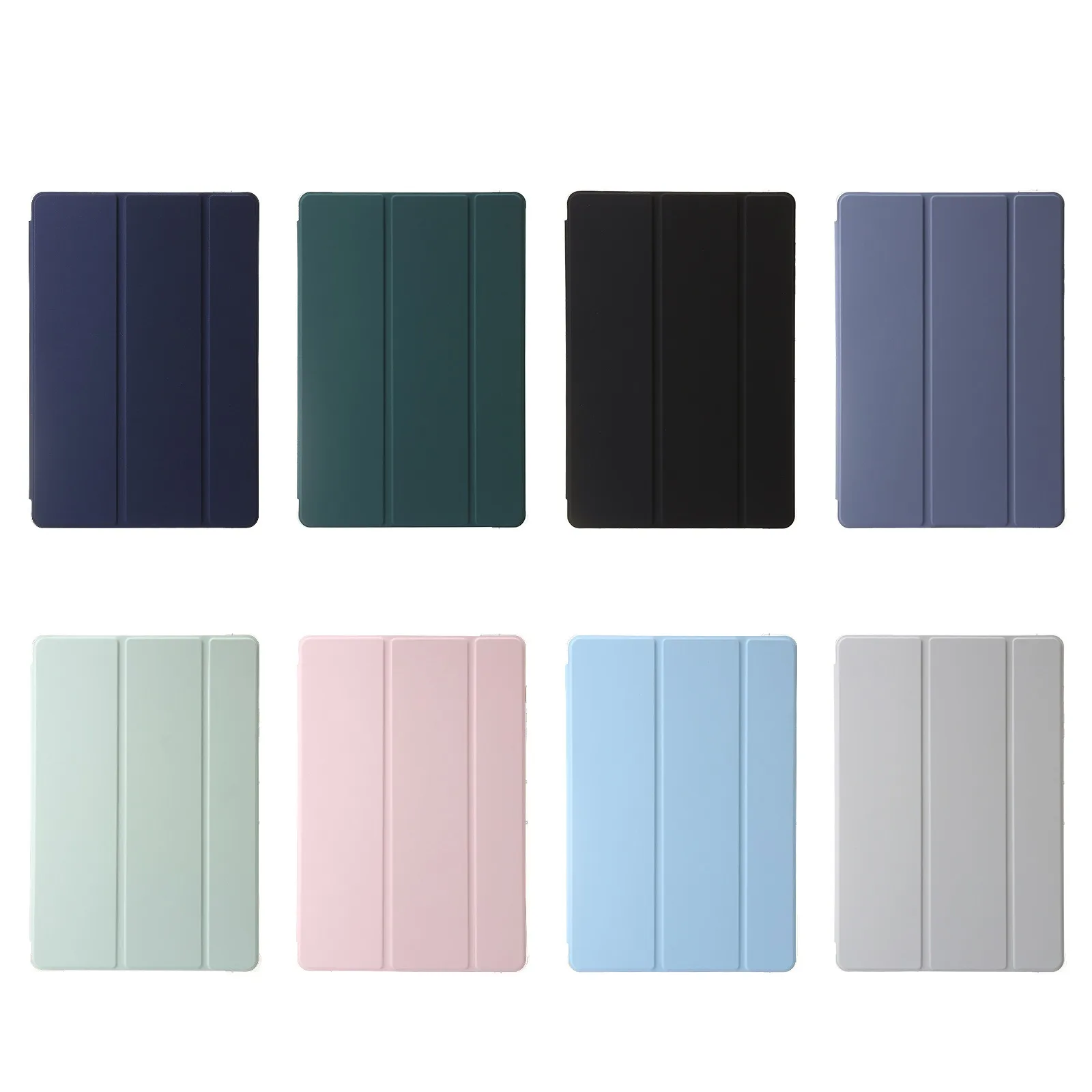 Trifold PU Leather Stand Cover with Transparent Back Shell