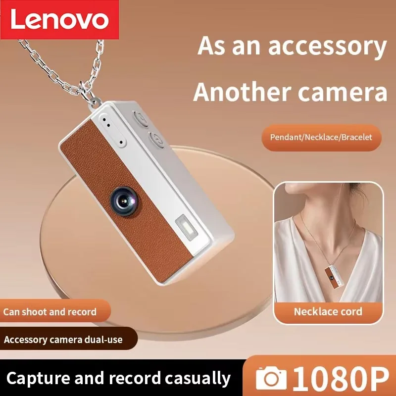 Lenovo Mini Digital Camera with CCD Retro-Style High-Definition Travel Necklace Camera Perfect Gift for Students and Vloggers