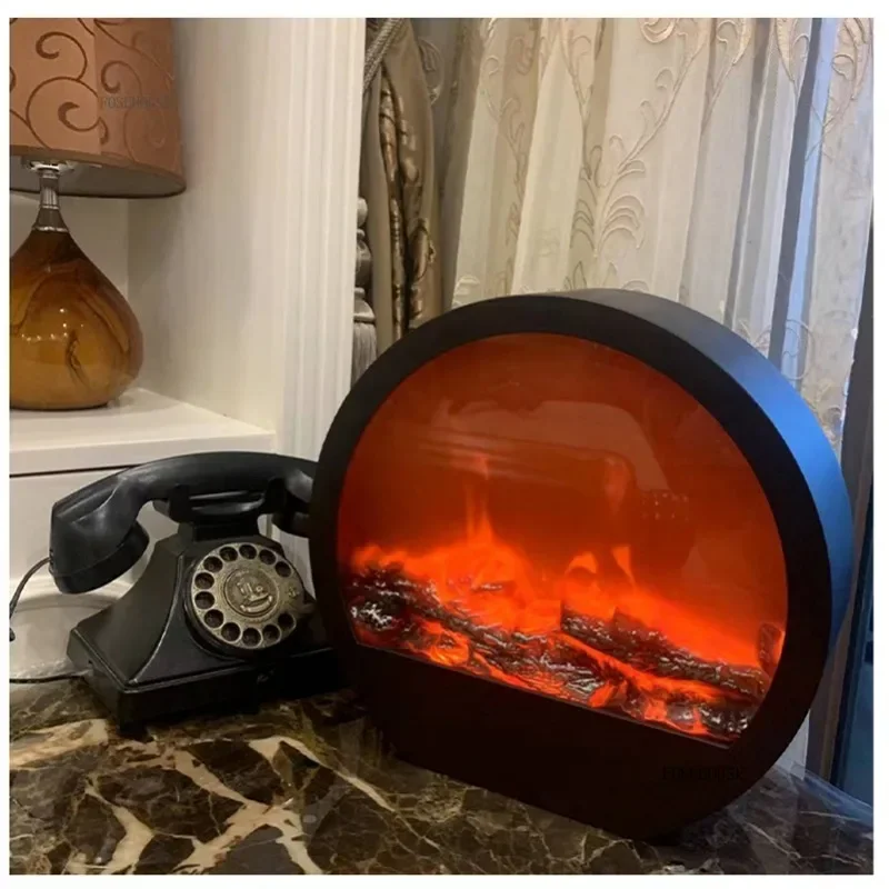 ตกแต่งเตาผิงจำลองสไตล์นอร์ดิกในร่มเตาปลอมตกแต่งบ้านโมเดิร์นเครื่องประดับห้องเปลวไฟบรรยากาศโคมไฟ H 1