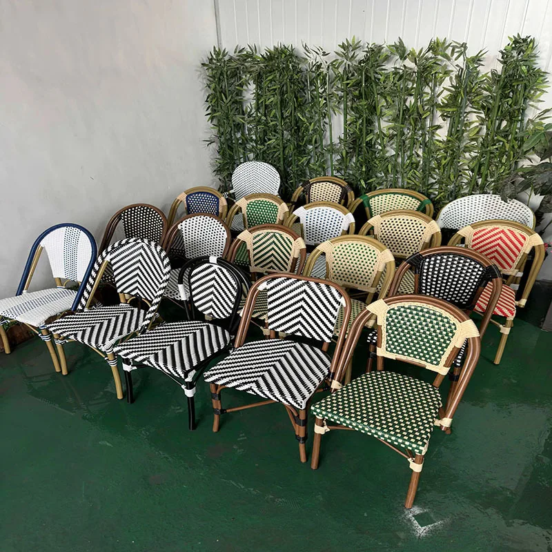 Hotel French Cafe Dining Vine Chair Commercial Furniture Bistro Outdoor Restaurant Rattan Chair Balcony Courtyard Single