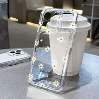 Phone Case For iPhone 16 15 Pro Max 14 13 12 11 16E XS X XR 7 8 Plus SE2 Small Chrysanthemum Flowers Pattern Transparent Cover 1