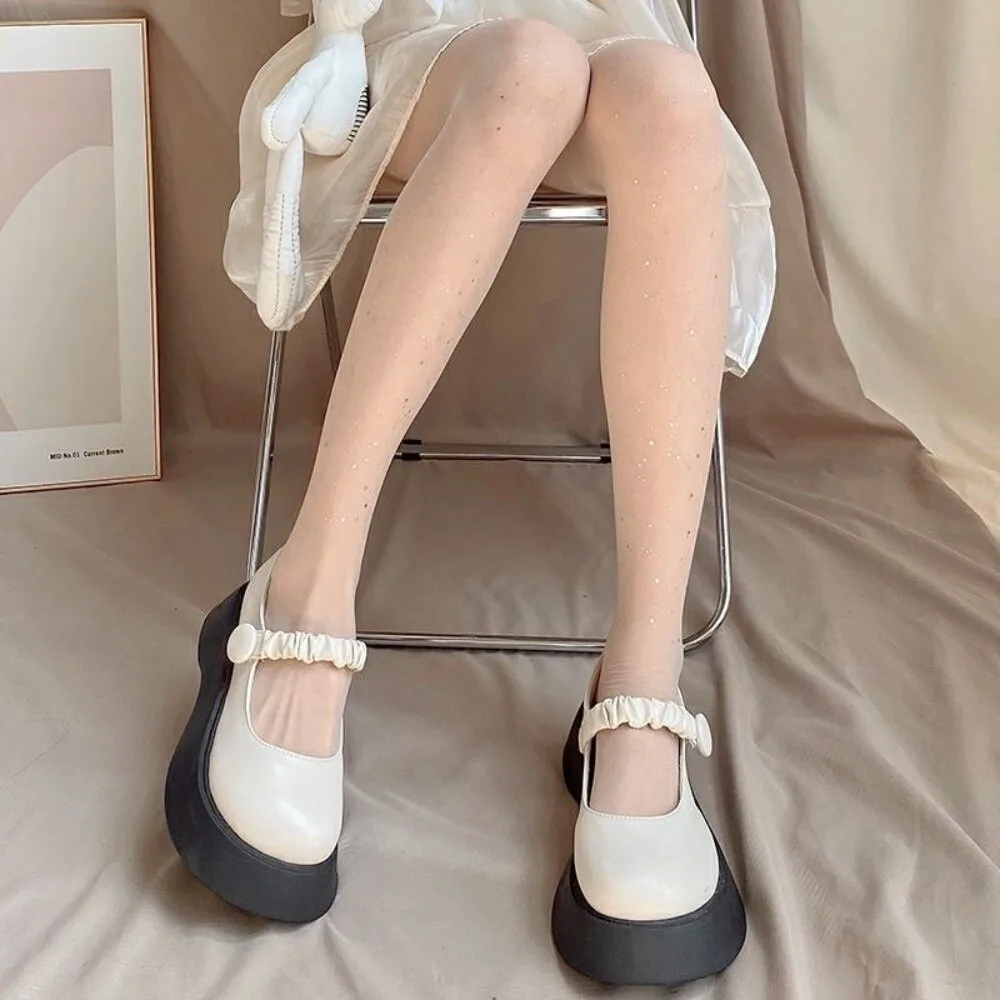 Polka Dot High Waist Shiny Stockings Highly Elastic Sequin Flash Korean Pantyhose Ultra-Thin Silk Stockings Photoshoot