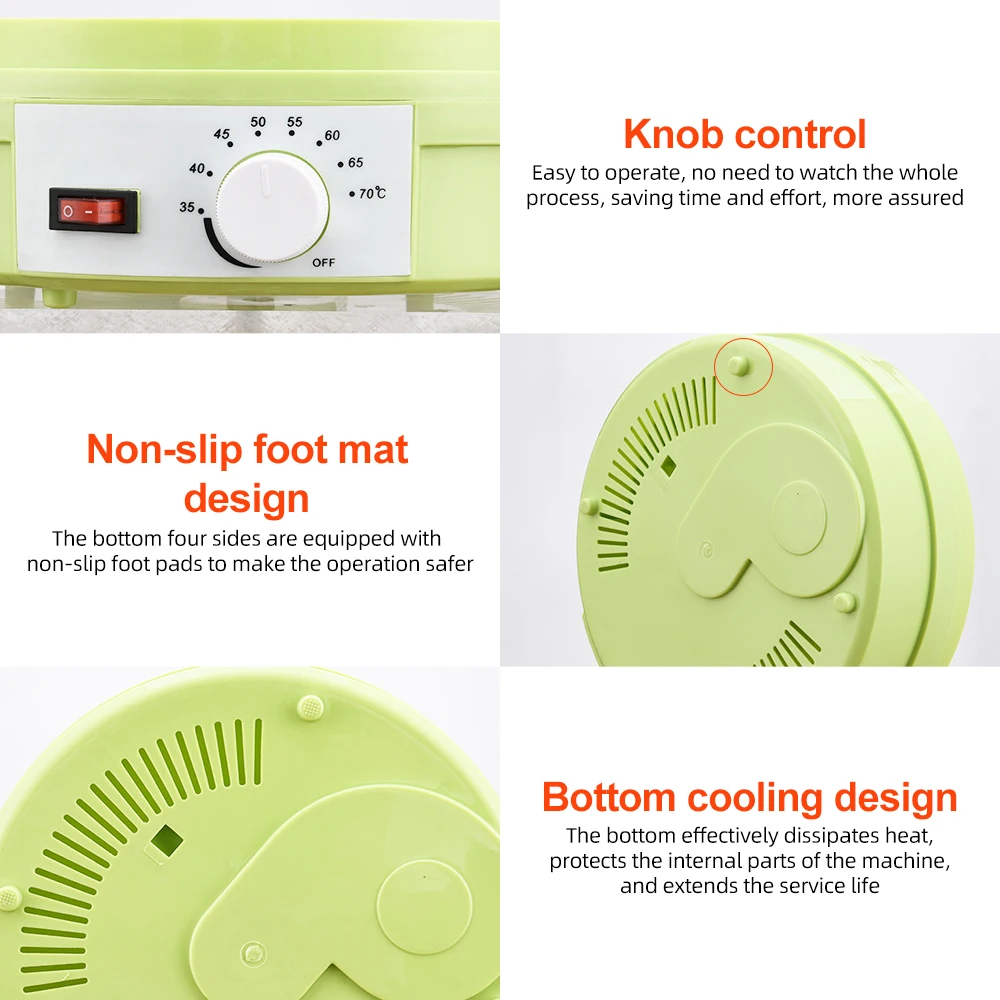 Dehydrators for Food and Jerky with 5 Drying Racks 350W 35-70℃ Fruit Dehydrator with Over Temperature Safety Protection 6