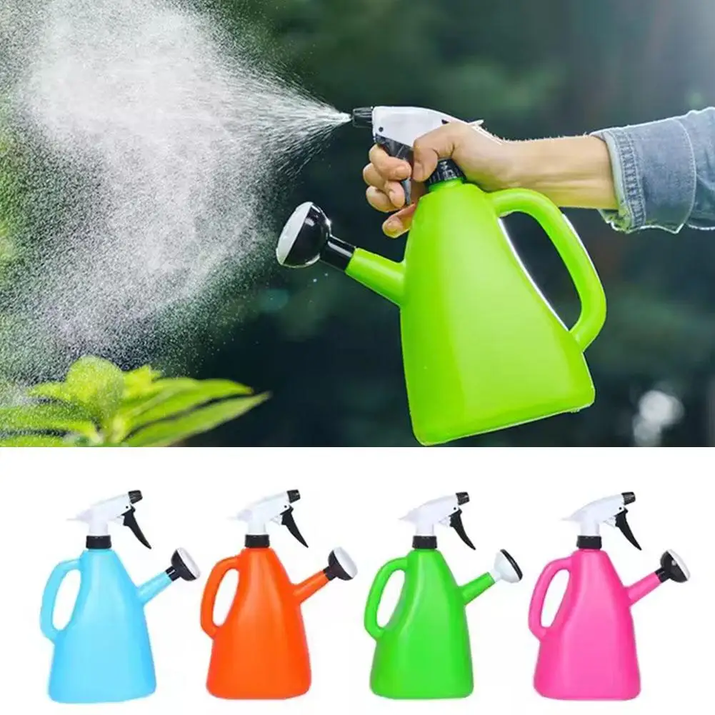 

2 In 1 Plastic Watering Can Indoor Garden Plants Pressure Water Adjustable Kettle 1L Sprayer Spray G3P0